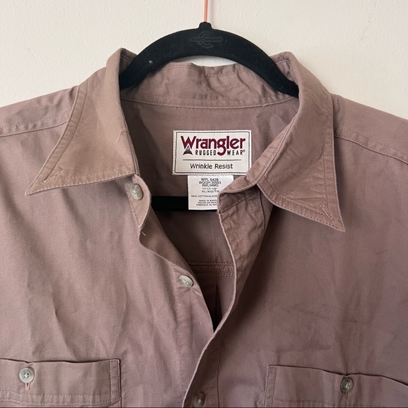 Wrangler wrinkle resist XL men’s button down shirt brown long sleeve Rugged Wear - Picture 6 of 7